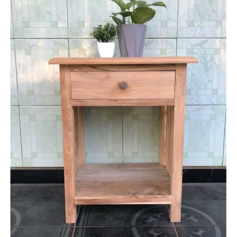 Meja Rak Nakas Dispenser Galon dan Magic com Laci Kayu Jati