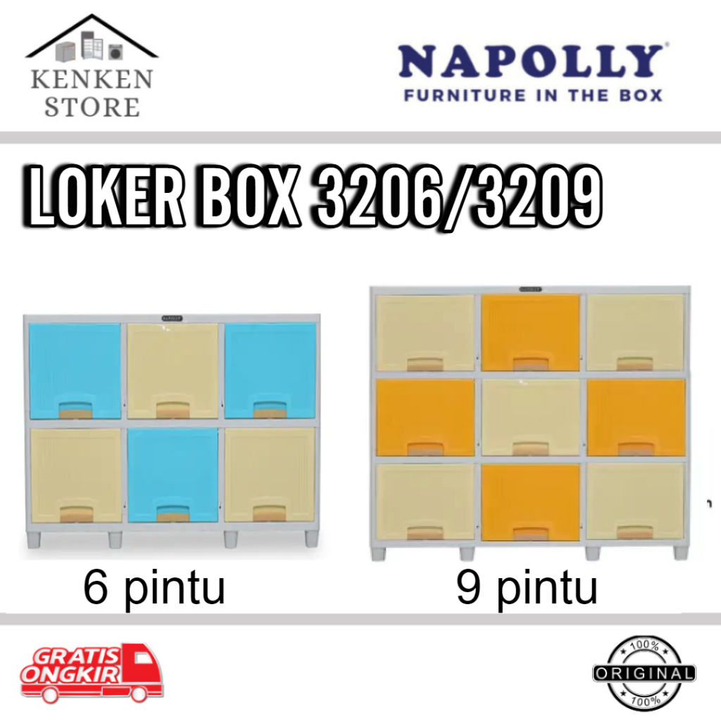 LEMARI PLASTIK NAPOLLY LOKER BOX NAPOLLY 3206 6PINTU 3209 9 PINTU