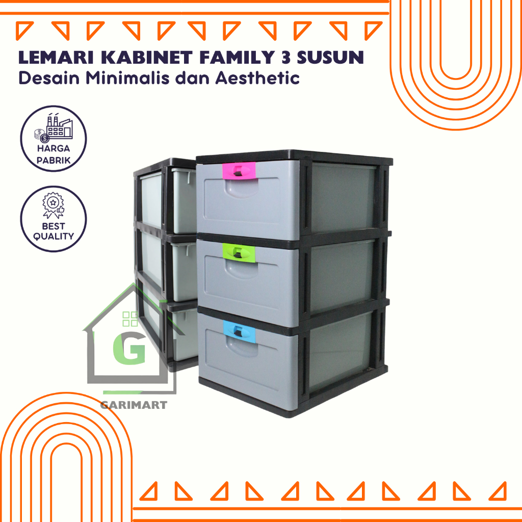 LEMARI MINI - Kabinet Plastik Family Susun 3 Minimalis Serbaguna