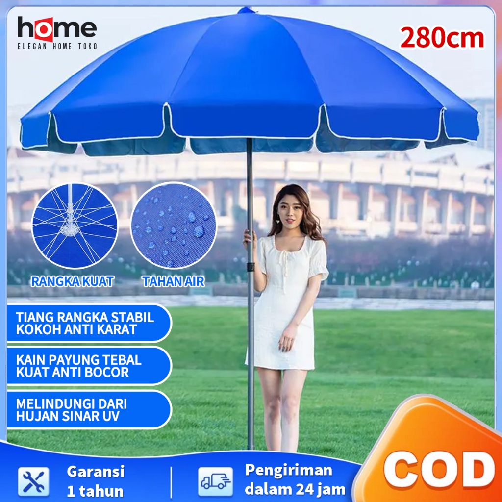E.Home Payung Tenda 180cm-280 cm Payung Jualan Lapak Tenda Payung Pantai Jumbo Besar dengan Sarung