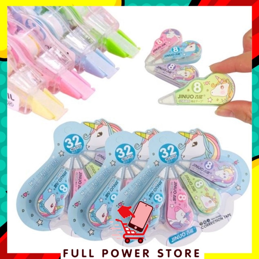 

FPS Correction Tape Karakter 4 In 1 Penghapus Pulpen Roll Isi 4pcs Karakter Lucu Unicorn Penghapus Pena Tip-Ex Kertas Mini 4in1 Tip Ex Set 4 Pcs