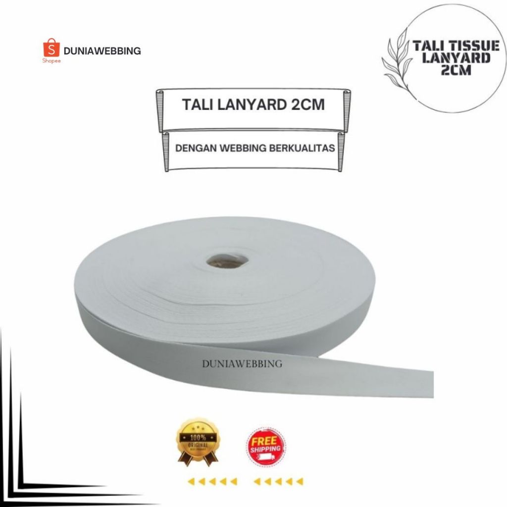 

Tali Pita Lanyard Tissue 2 cm x 50 Yard - Warna Hitam dan Putih 2E94