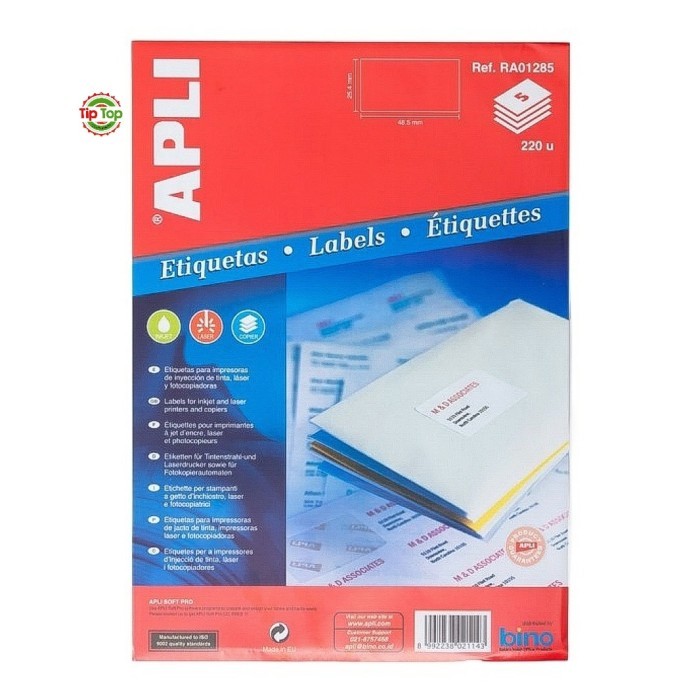 

APLI WHITE PAPER LABEL A4 48,5X25,4MM RA01285