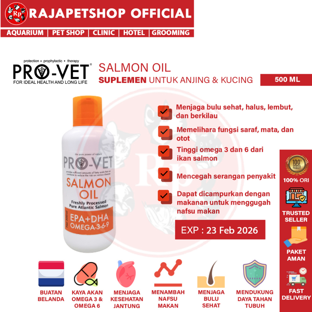 ( VITAMIN ) PROVET SALMON OIL 500 ML MINYAK IKAN OMEGA VITAMIN BULU ANJING