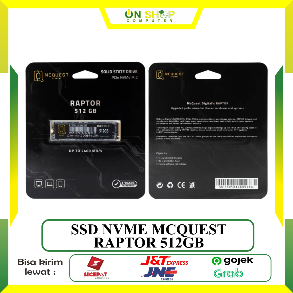 SSD NVME Mcquest 512GB / Solid State Drive NVME 512GB / NVME 512GB