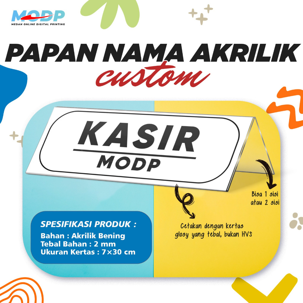 

Papan Nama Meja Akrilik - Name Desk 1 Sisi + Print Tulisan - Ukuran 7x30cm - Medan