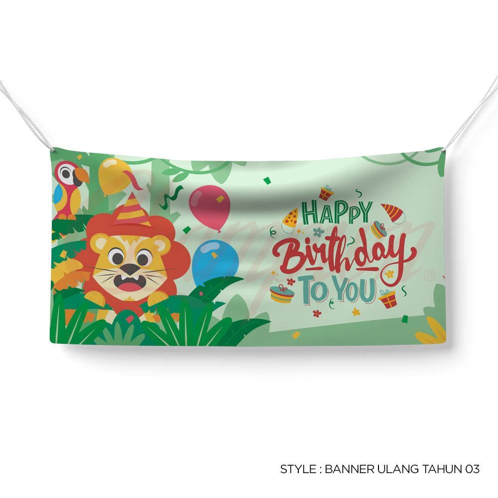 Backdrop Spanduk Ultah Banner Kebun Binatang/Animal/Zoo Safari FREE Custom Desain Nama Anak Ulang Ta