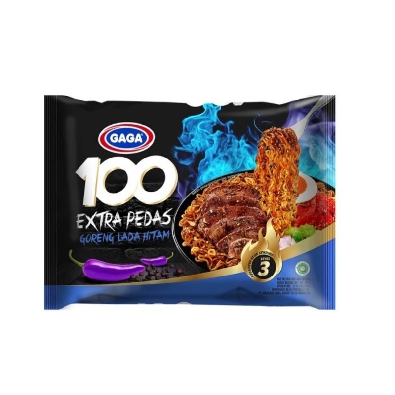 

Gaga 100 Mie instan Goreng Extra Pedas Rasa Lada Hitam isi 85 gram