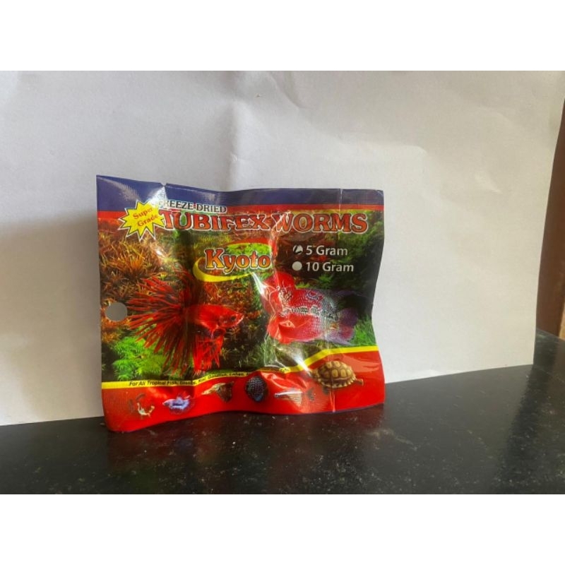 TUBIFEX WORMS KYOTO 5gr Cacing Kering Makanan Ikan Cacing Sutra Kering