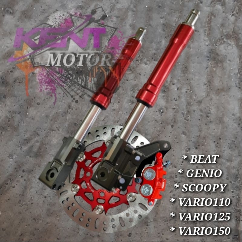 Shock depan upside down BEAT/VARIO/SCOOPY/GENIO Shockbreaker depan matic USD paketan + kaliper + dis