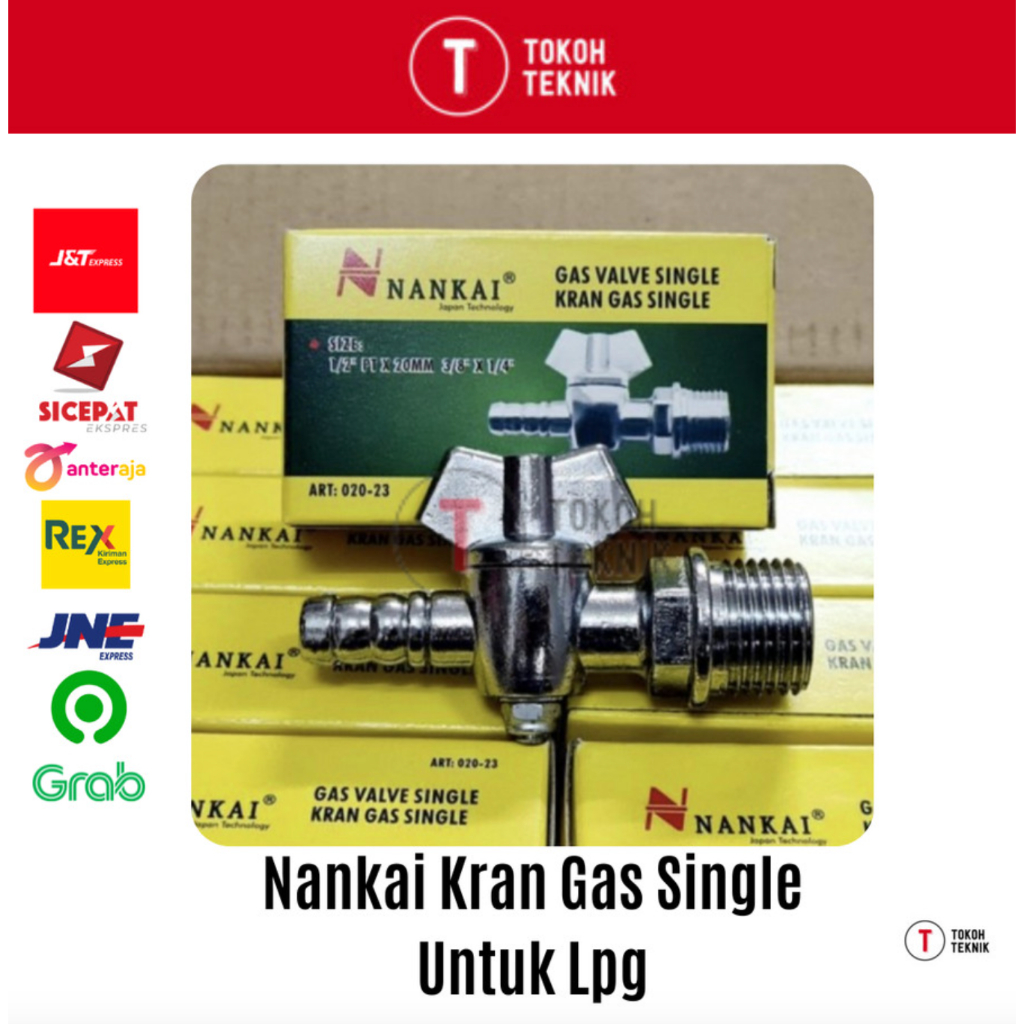 Nankai Keran Gas Single 1/2 Inch x 3/8 Inch / Stop Kran LPG Single 1/2" x 3/8"