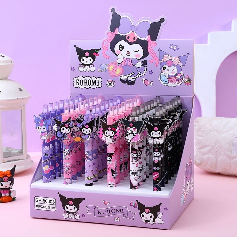 

SEJAHTERA SELALU - 1PCS Pen Gel Pulpen Cetek Akrilik Pena 0.5MM Motif Karakter Sanrio Kuromi