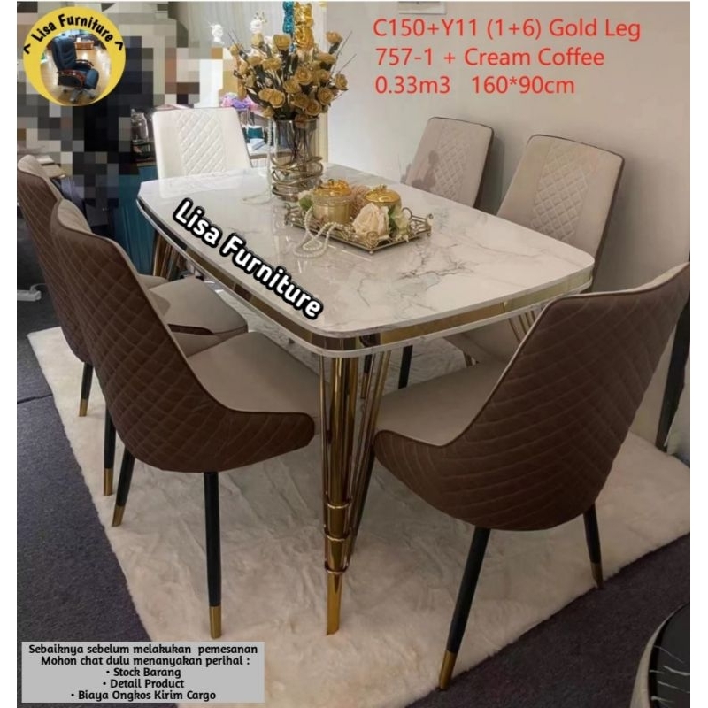 Meja Makan Marmer 6 Kursi