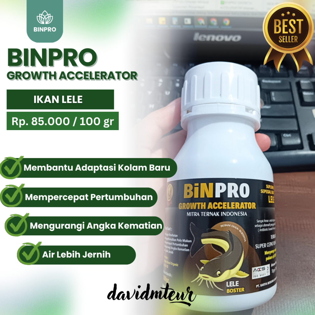 BINPRO 100gr ORIGINAL - Vitamin Probiotik Boster Untuk Mempercepat Pertumbuhan IKAN LELE