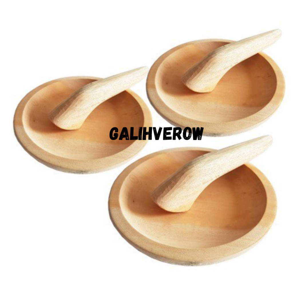 Satu set Cobek Kayu + Ulekan / Set Cobek Kayu Mahony Premium /cobek ulekan sambal kayu Mahoni