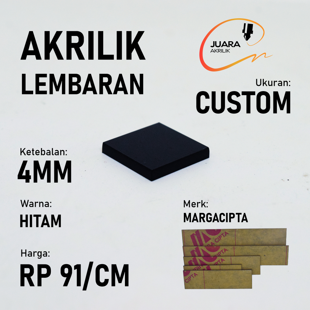 Akrilik Lembaran 4mm Costum | HITAM