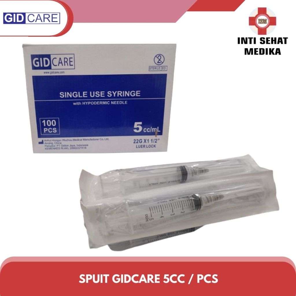 Spuit 5cc Gidcare / Jarum Suntik 5ml Syringe With Needle Gidcare "BOX"