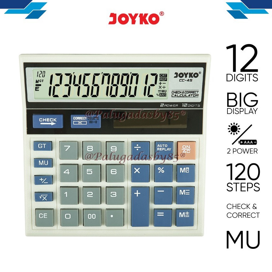 

KODE G84K Kalkulator Joyko CC45 12 Digits Check Correct 1 Biji Calculator Joyko CC45 Joyko CC 45 CC45