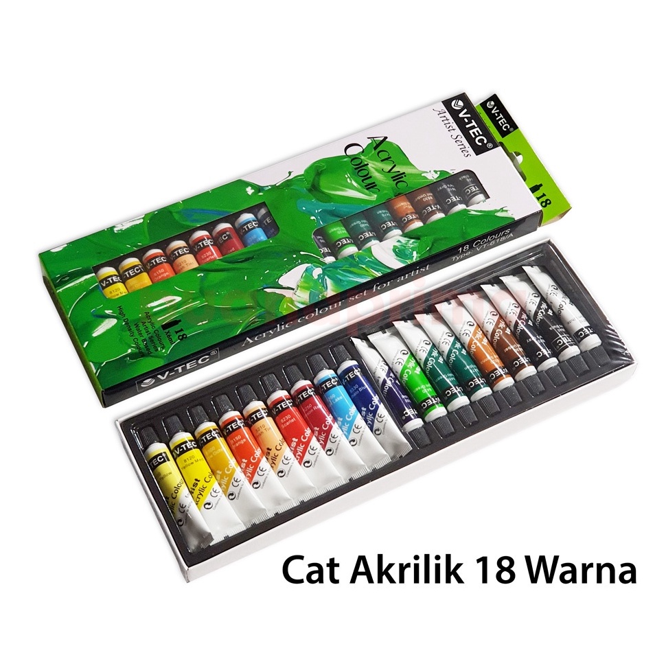 

KODE G43A Cat Akrilik VTec 18 Warna 6 ml Acrylic Colours Vtec VT618 6mlx18clr