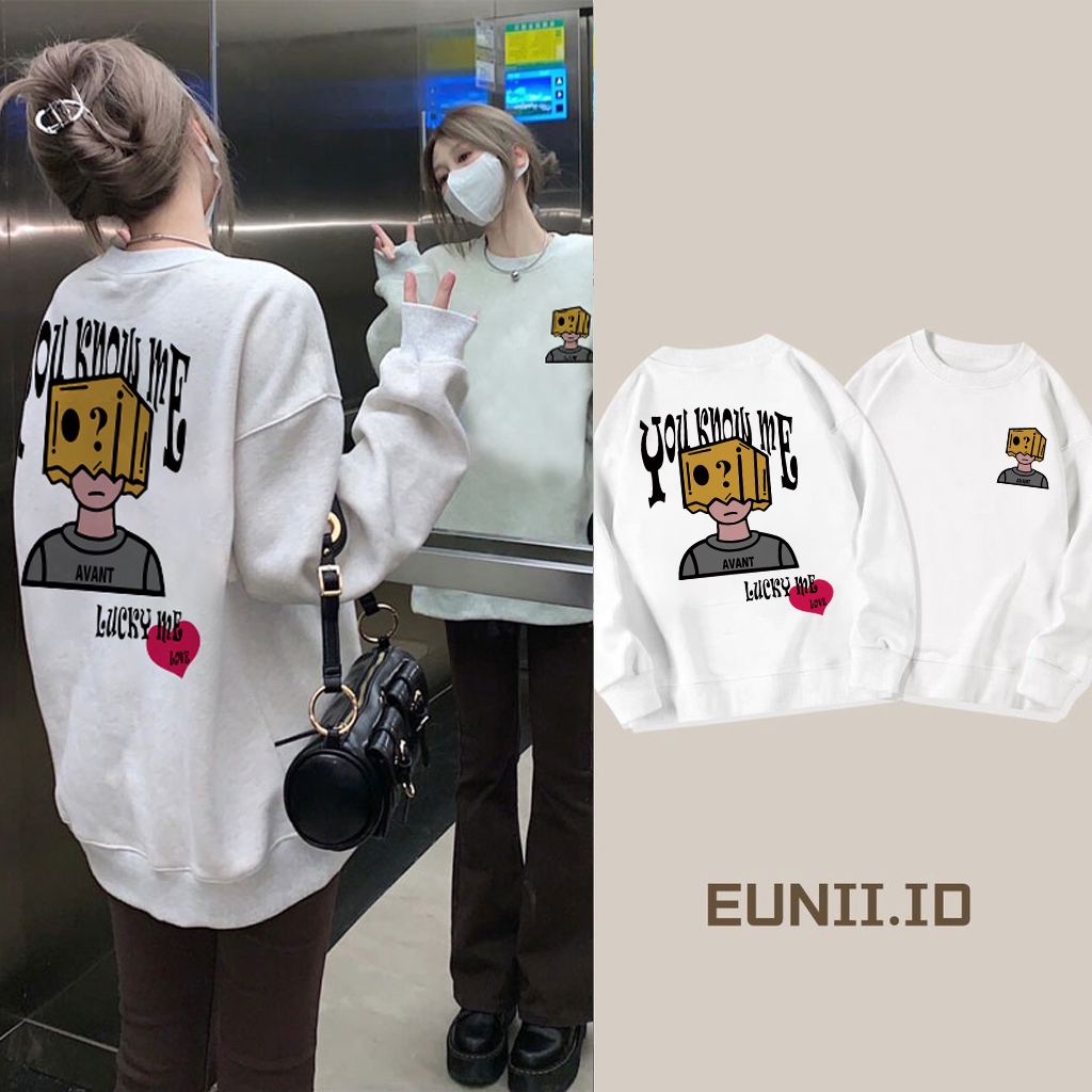 EUNII Sweter Leher Awak Wanita |pola boneka  print| Sweater Lengan panjang Model Versi Korea/Pakaian