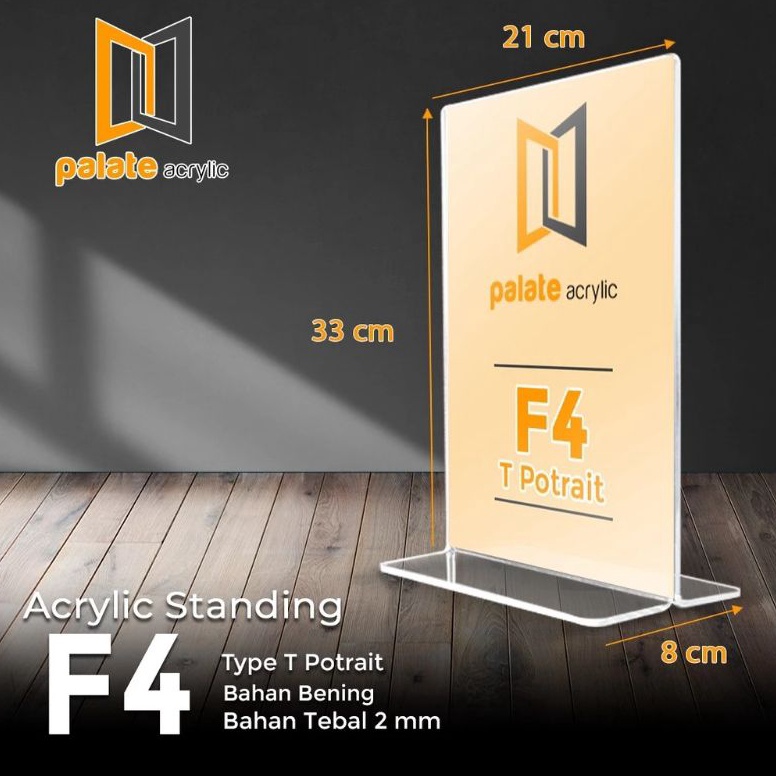 

KODE L88J Akrilik brosur F4 2sisi tebal 2mm akrilik bening