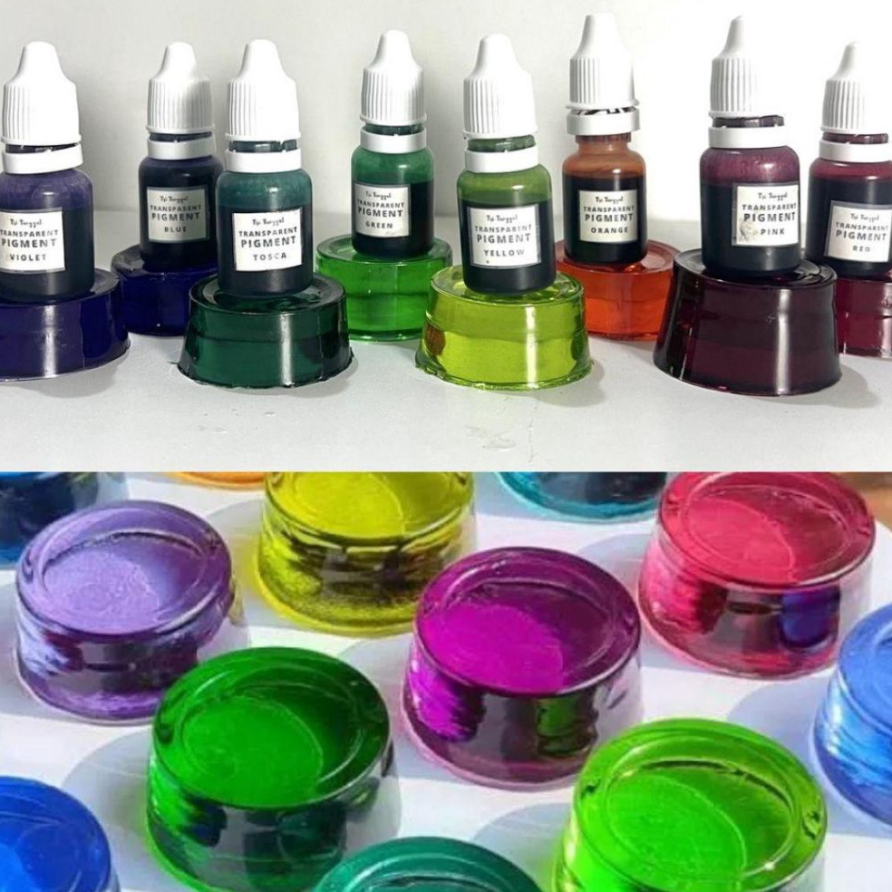 

KODE C53T PAKET 8 PCS Pigmen Resin Transparan 1ml Pewarna Resin TRansparant Kualitas Bagus Warna Warni JellyTerang Clear Alcohol Ink Cat Bening Glass Perlengkapan Kerajinan Perlengkapan Kesenian Art Work Seni Hiasan Dekorasi Color Coloring Craft Crafti