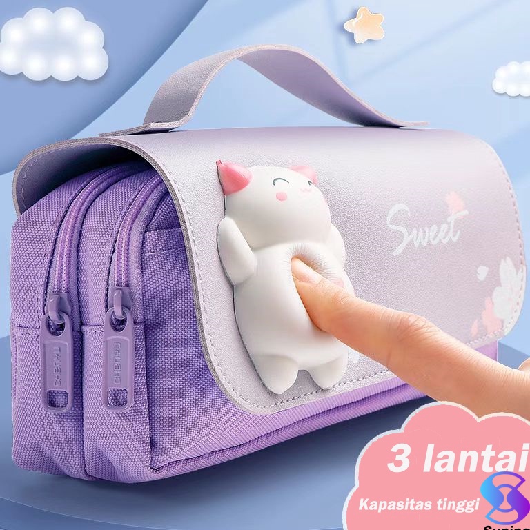 

KODE B95W Kotak pensil dekompresi perempuan lucu lembut lucu anakanak siswa sekolah dasar berkapasitas besar dengan dekompresi multifungsi gadis super imut jantung 3D net merah ins pasang siswa sekolah menengah pertama Jepang kecil segar anak lakilak