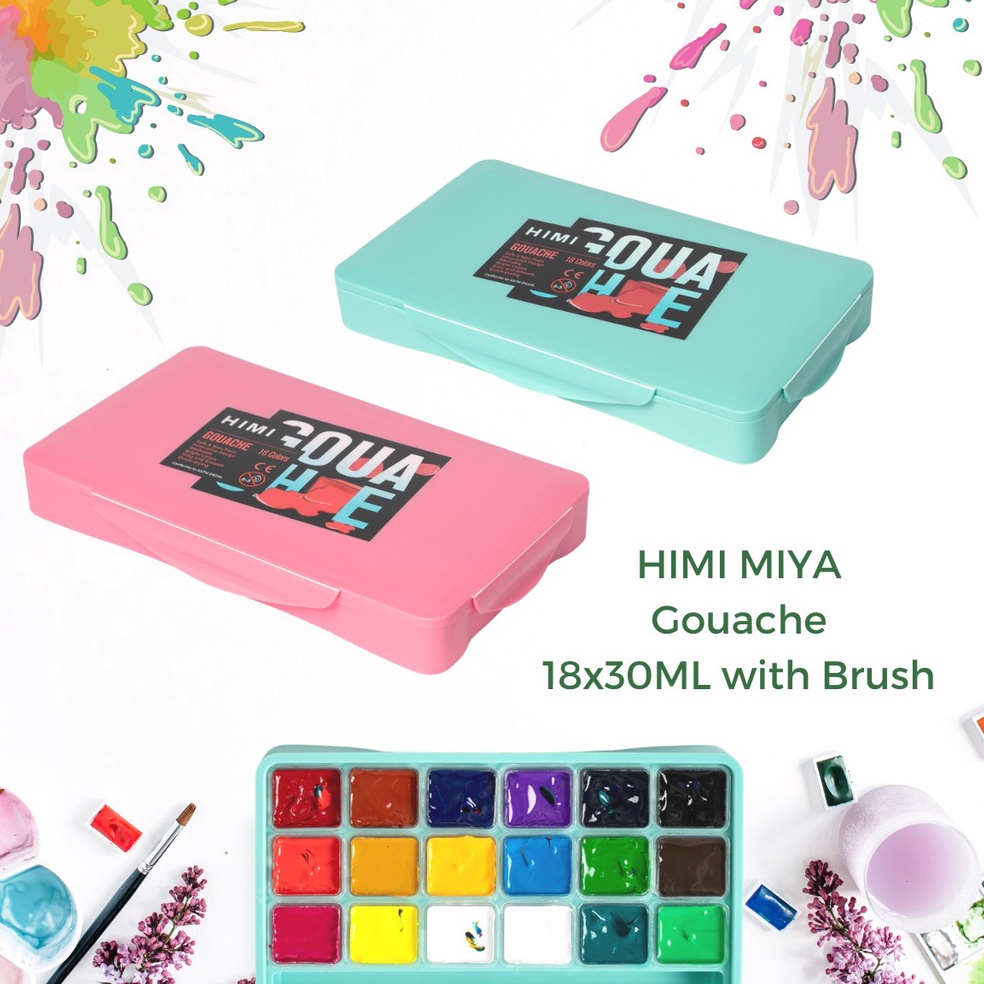 

KODE A82S NEW Miya Himi Gouache paint cat set 18colors x 3ml FREE set 3 Brush