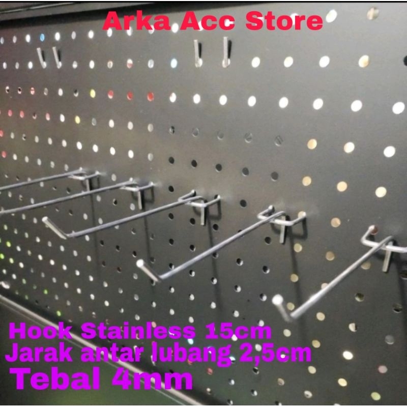 Hook Rak Foomee , Rexi, Vivan , Dll , Hook Stainless P 15cm dan 20cm , jarak antar lubang 2,5cm