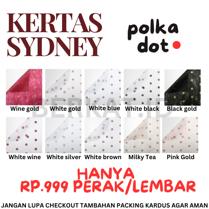 

[TERMURAH] KERTAS BUKET SYDNEY POLKA DOT UNTUK BUKET BUNGA UANG SNACK WISUDA HAMPERS MURAH