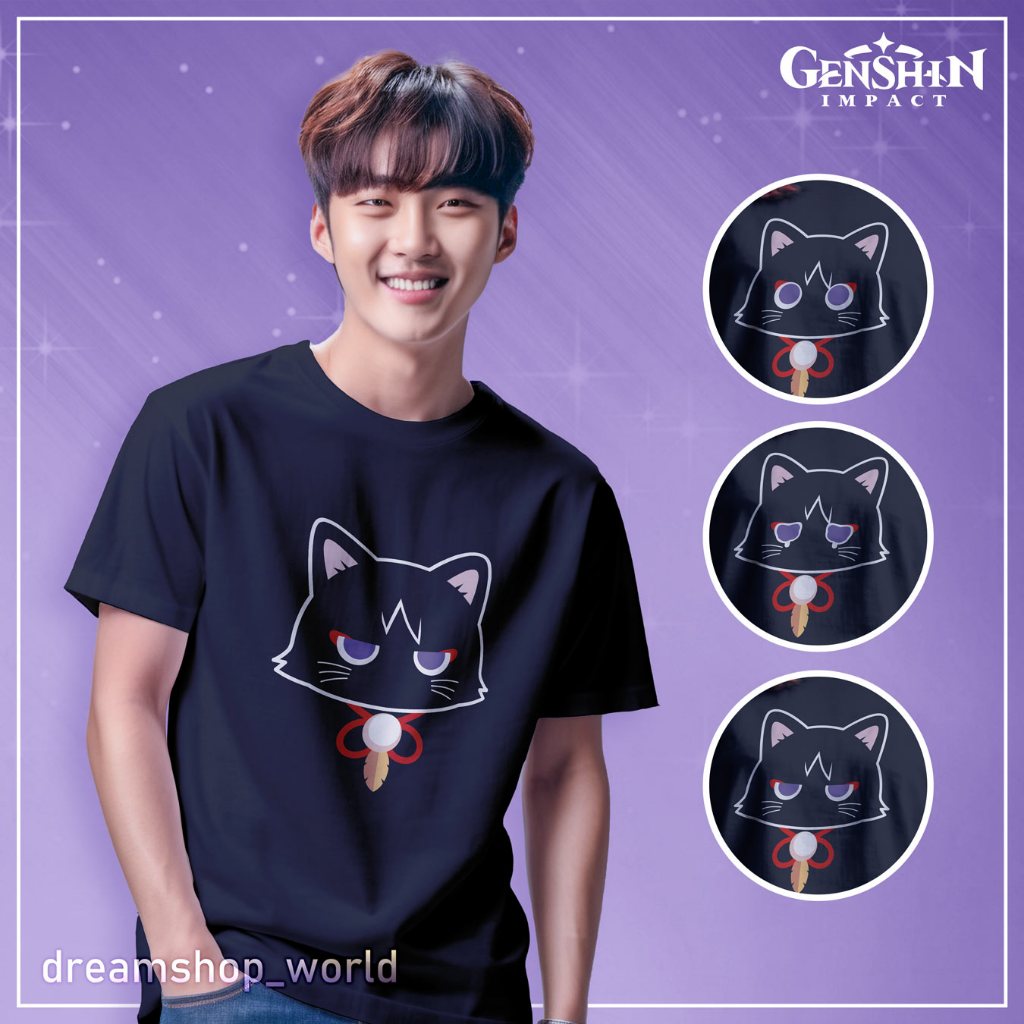 Baju Kaos Katun Unisex Pria Wanita T-shirt Anime Game Genshin Impact Scarameow Scaramouche Wanderer