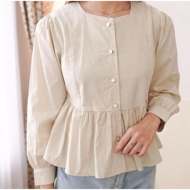 new with tag - Atasan kebaya polos peplum hijab