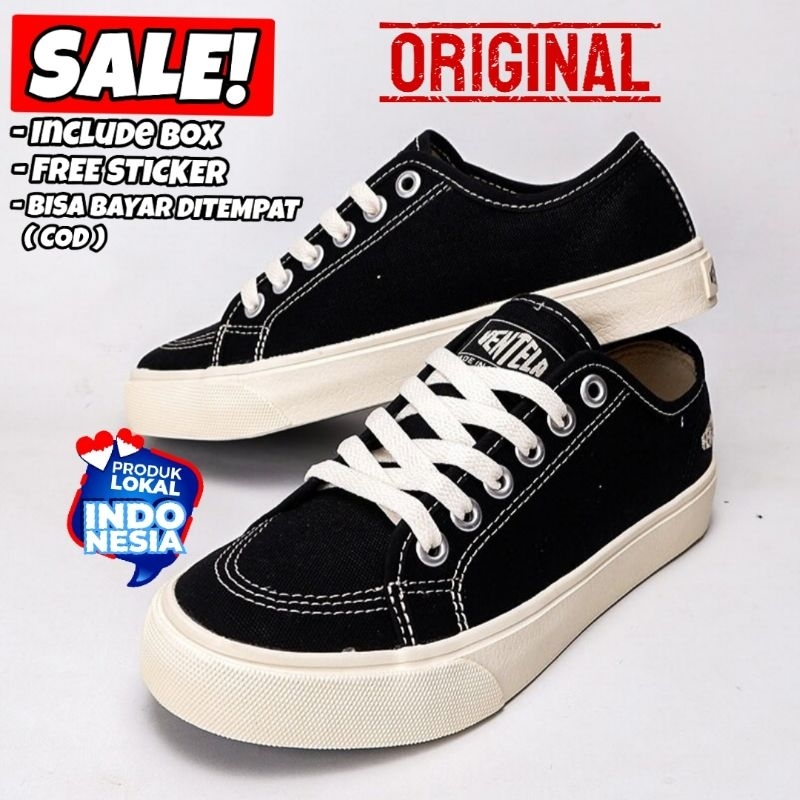 Original 100% Sepatu Ventela Alpha Black White - Ventela Original - Sneaker Ventela Pria Wanita