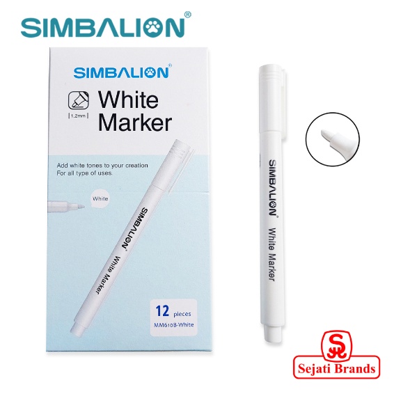 

TERLARISSS SIMBALION Metallic Marker MM61B White Spidol Putih Untuk Penebal Gambar
