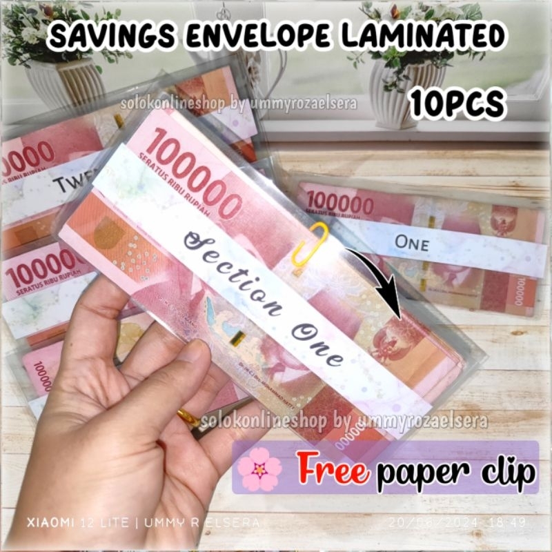 

10Pcs Savings Envelope Laminated FREE Paper Clip