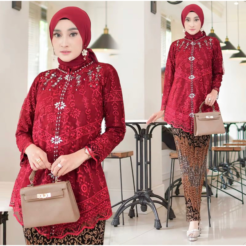 Setelan Kebaya Encim Payet Kebaya Kartini Kebaya Floy Payet Mewah Cantik Atasan Kebaya Wisuda