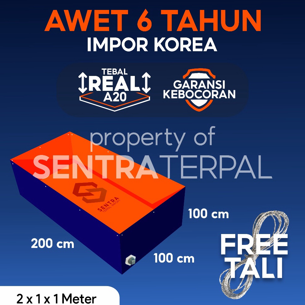 KODE E25Q Kolam Terpal 2x1x1  1x2x1  2x1x1  1x2x1 Tebal A2  A15  A12  A8  A5  A3 Kolam Terpal Kotak 