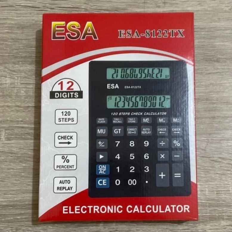 

PRODUK TREND Kalkulator ESA 8122 TX 2 Display Calculator Check Correct Cek Ulang 12Digit