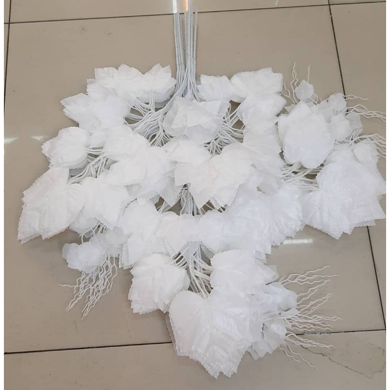 Daun Anggur Putih 1 LUSIN / Daun Anggur Dekorasi Hiasan / Daun anggur plastik Artificial