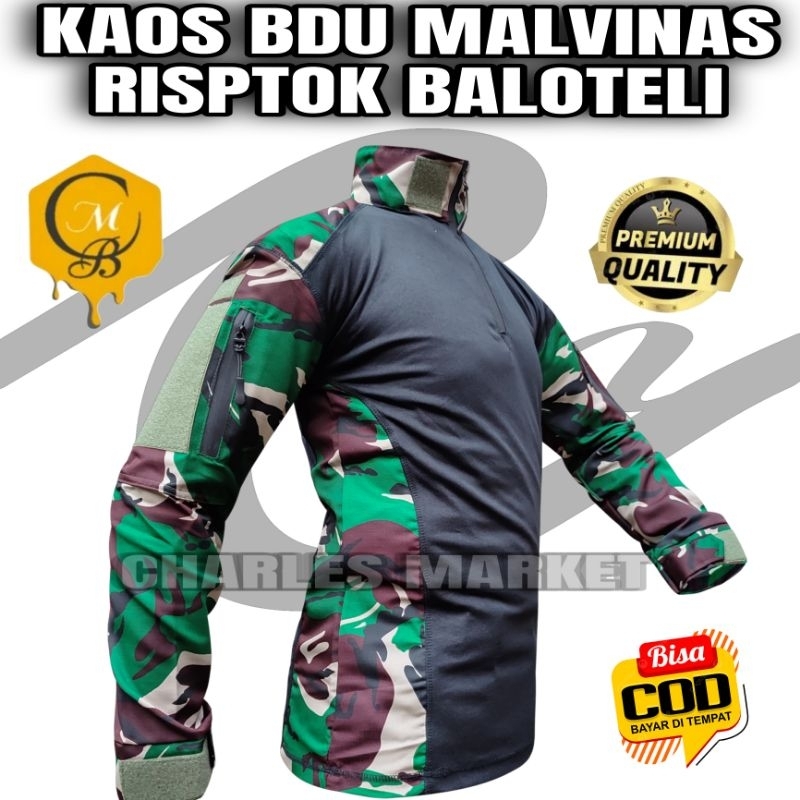 KAOS BDU MALVINAS HITAM - BDU COMBAT MALVINAS  HITAM - BAJU BDU PRIA HITAM
