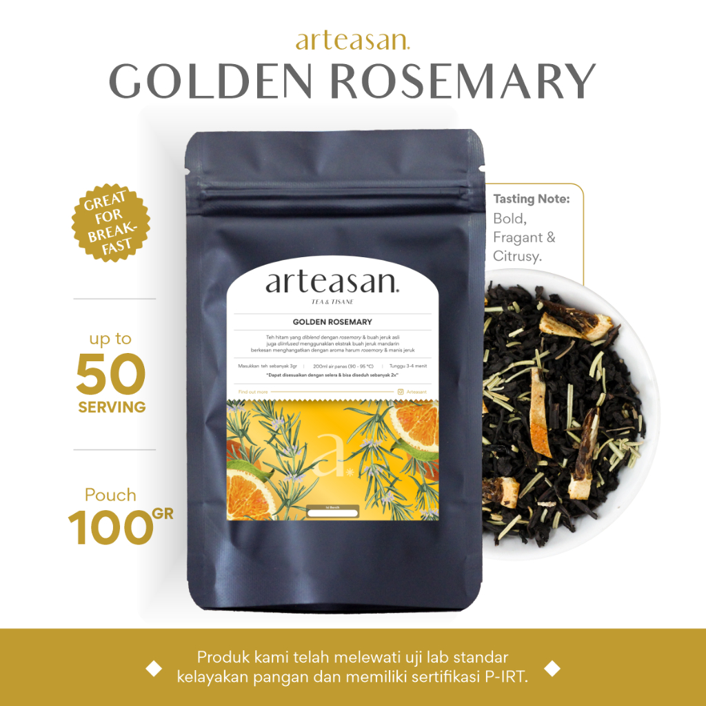 

Golden Rosemary - Tea Blend - Ukuran 100gr / Teh Hitam Rosemary / Loose Leaf Tea / daun teh asli