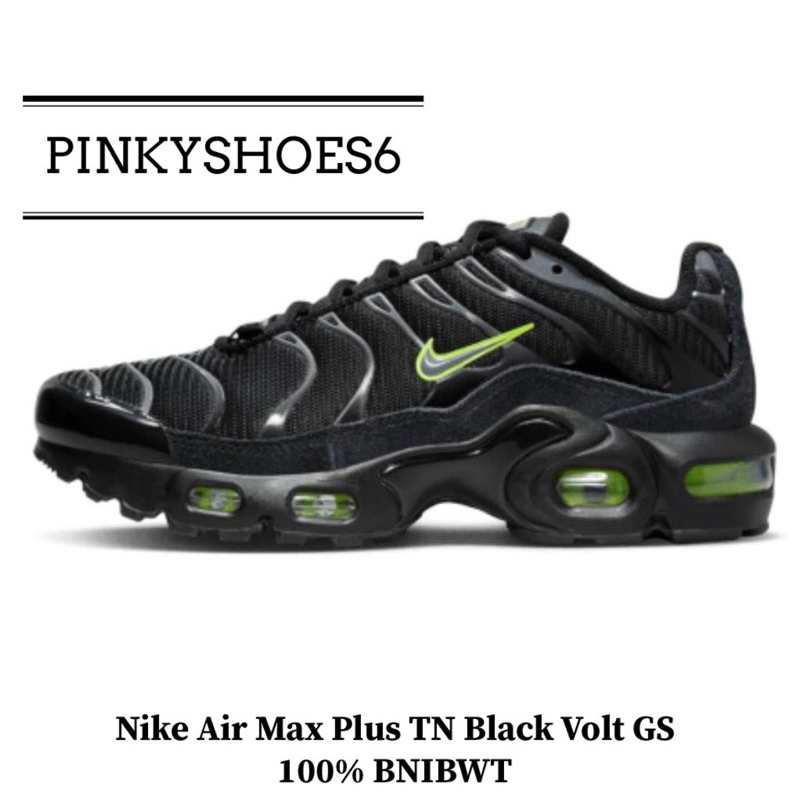 Sepatu Nike Air Max Plus TN Black Volt GS 100% BNIBWT