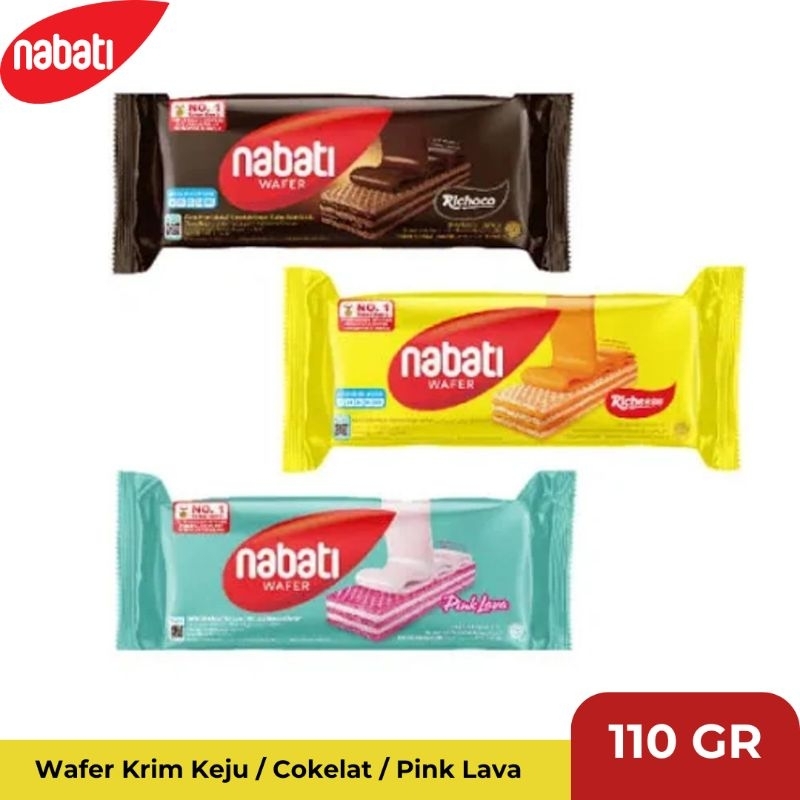 

Nabati Wafer Krim Keju / Cokelat / Pink Lava (110g)