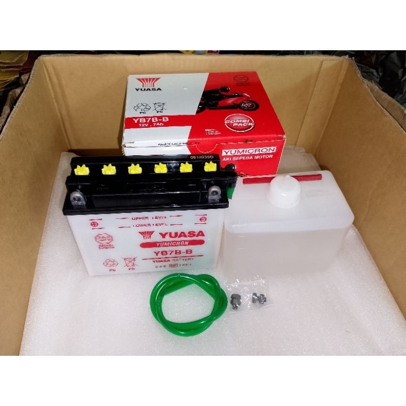 ORIGINAL YUASA YB7B-B ACCU BASAH YB7B B AKI MOTOR YAMAHA NOUVO HONDA TIGER SCORPIO MTX7D 7 AMPER