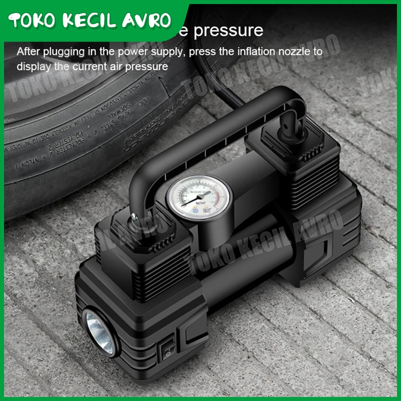 2 Silinder LED Paket Compressor Mini Listrik Portable pompa angin Ban motor Mobil / Kompresor Mini