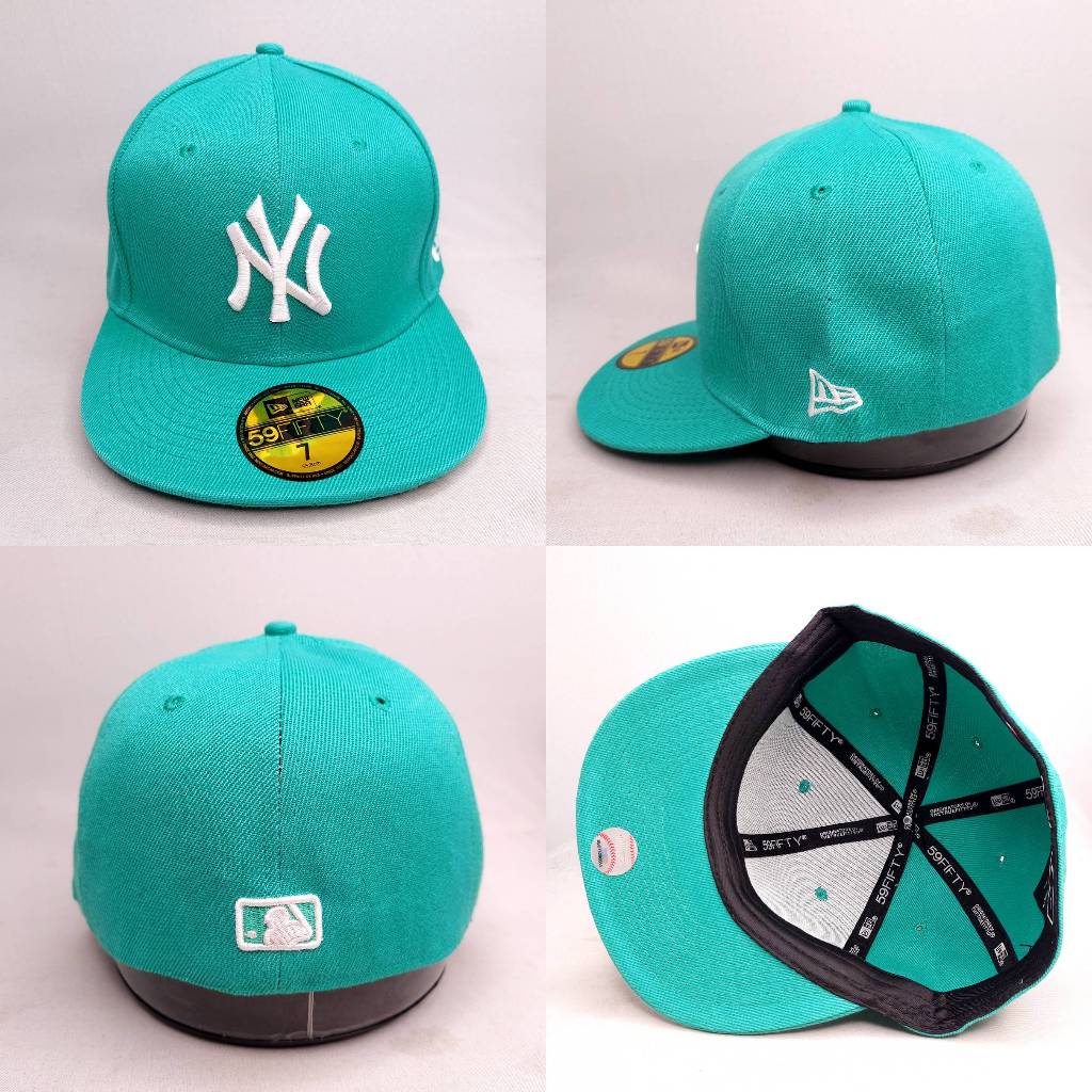 TOPI FITTED MLB NY  HIJAU LOGO PUTIH