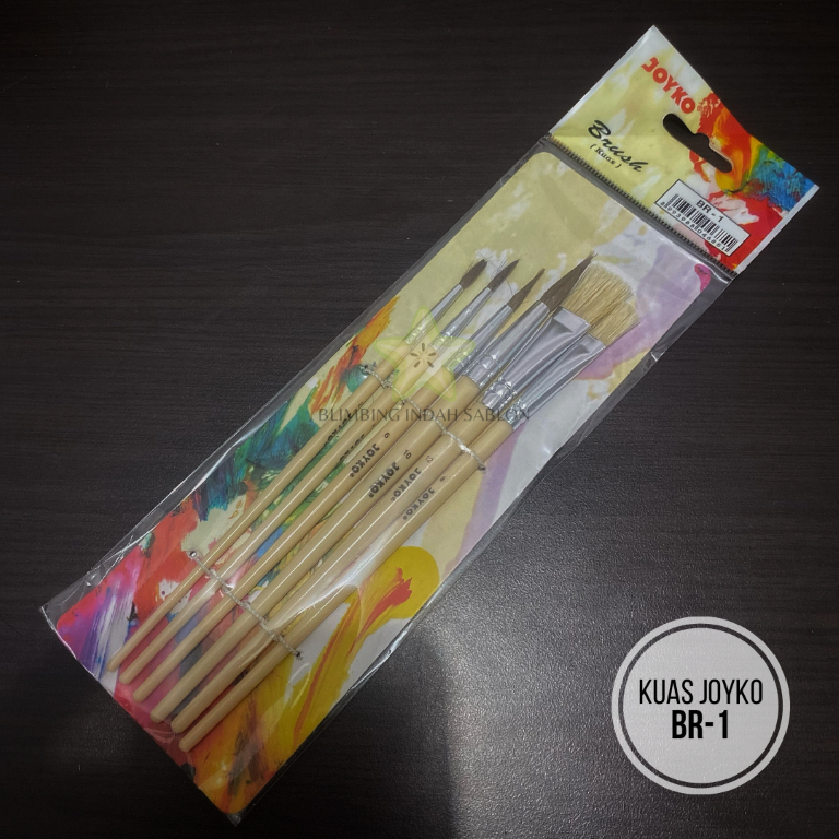 

JOYKO SET BR-1 ISI 6 Paint Brush Kuas Lukis Cat Minyak Akrilik Air Peralatan Perlengkapan Gambar Menggambar Warna Mewarnai Melukis Drawing Painting Tools Craft Crafting Stuff Seni Rupa Kesenian Kerajinan Tangan DIY Kreatif Blimbing Indah Sablon Malang