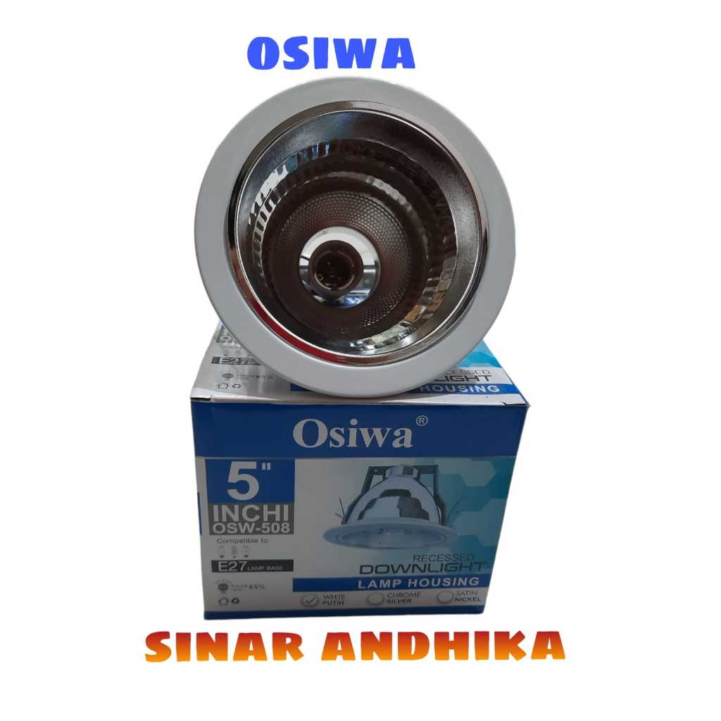 Fitting/Kap Lampu Downlight Tanam Putih Osiwa 5 Inch Osw508