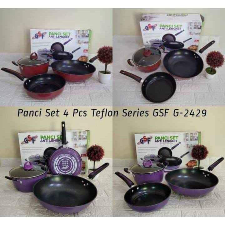 Panci set anti lengket / Panci set GSF G-2429 / Panci Wajan Set Penggorengan Non Stick Anti Lengket 