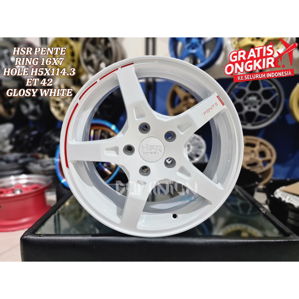 Velg Mobil Racing Warna Putih Ring 16 Pcd 5X114 ET 42 HSR PENTE